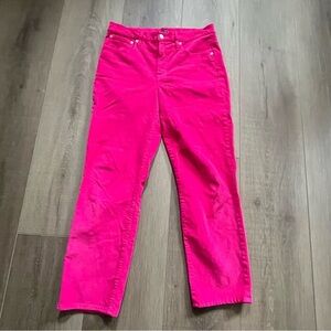J. Crew Women 33x27" Hot Pink Corduroy Pants‎ # AB651 Stretch High Rise Barbie